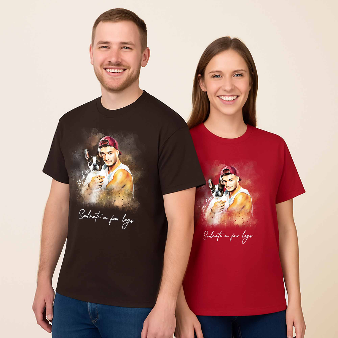 Personalized Your Pet Picture, Turn Photo to Watercolor Style Art Portrait, Thoughtful Gift Unisex Crewneck T-shirt S-5XL 6