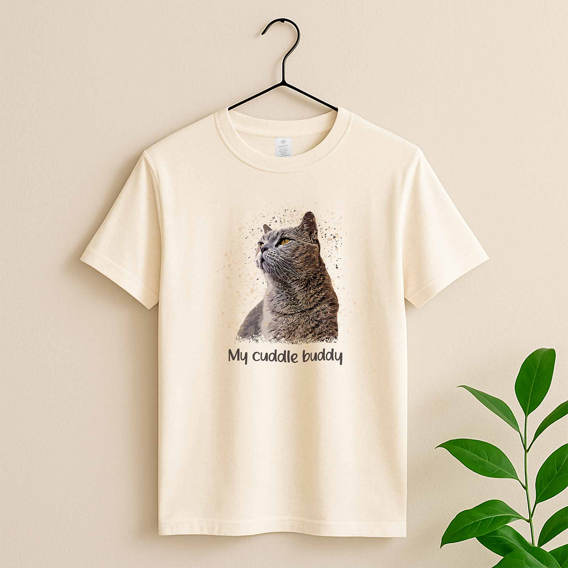 Personalized Turn Photo into Art Pet Moment Unisex Crewneck T-shirt S-5XL Illustration Style Animal Lover Gift 4