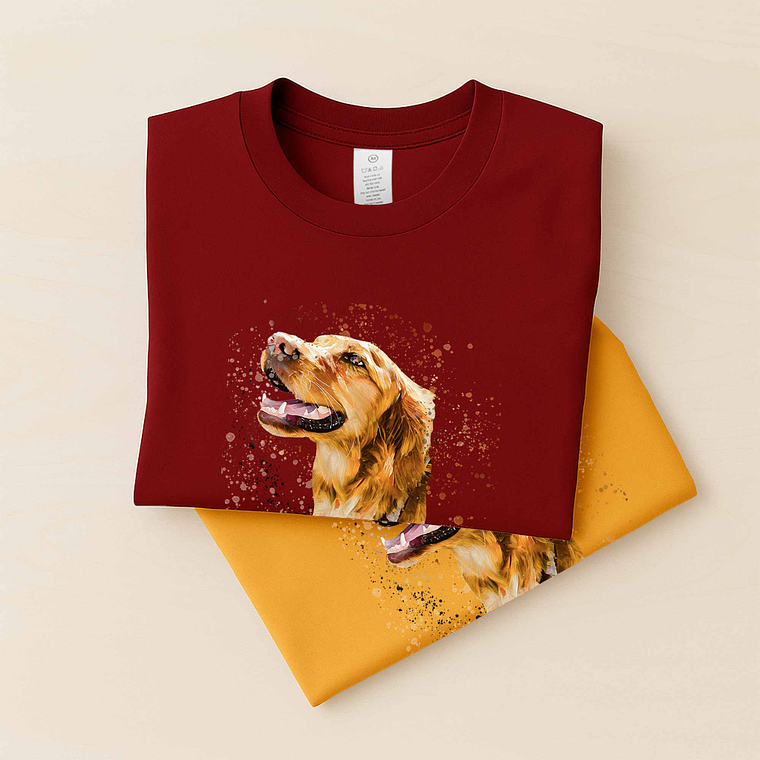 Personalized Turn Photo into Art Pet Moment Unisex Crewneck T-shirt S-5XL Illustration Style Animal Lover Gift 6