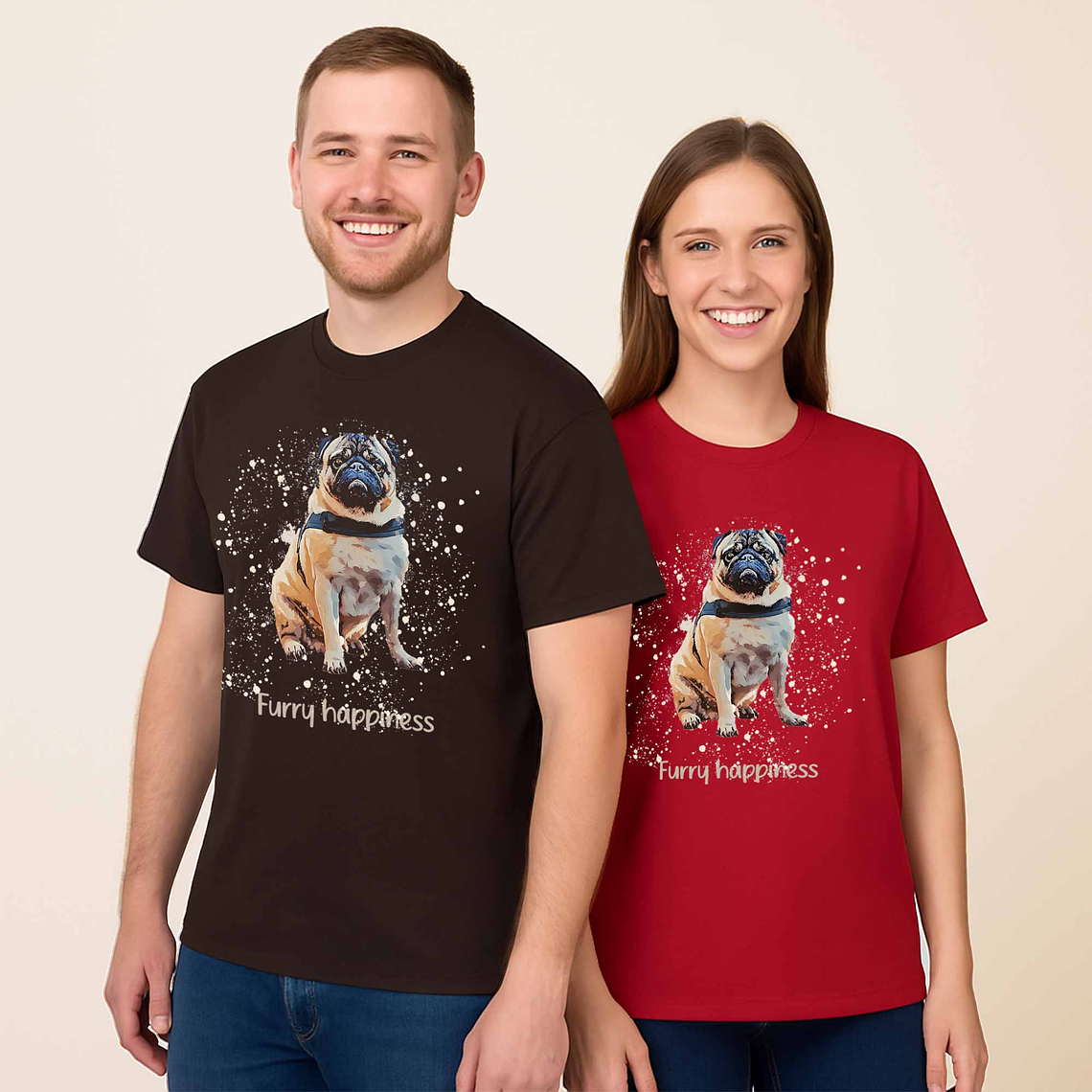 Personalized Turn Photo into Art Pet Moment Unisex Crewneck T-shirt S-5XL Illustration Style Animal Lover Gift 7