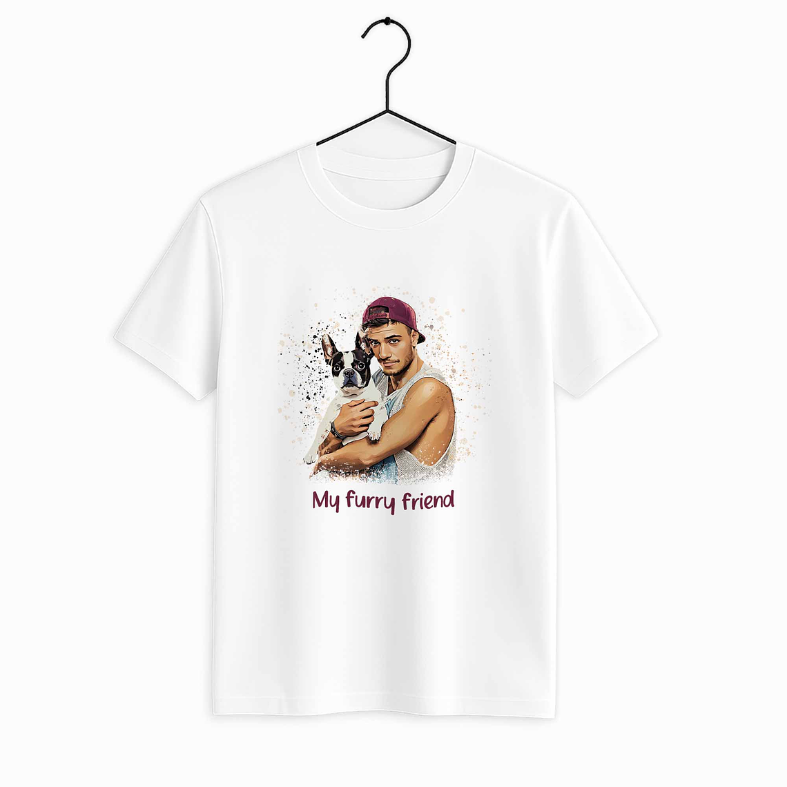 Custom Turn Photo into Personality Art Pet Portrait Unisex Crewneck T-shirt S-5XL Illustration Style Pet Lover Gift 1