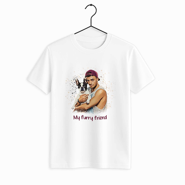 Custom Turn Photo into Personality Art Pet Portrait Unisex Crewneck T-shirt S-5XL Illustration Style Pet Lover Gift 1