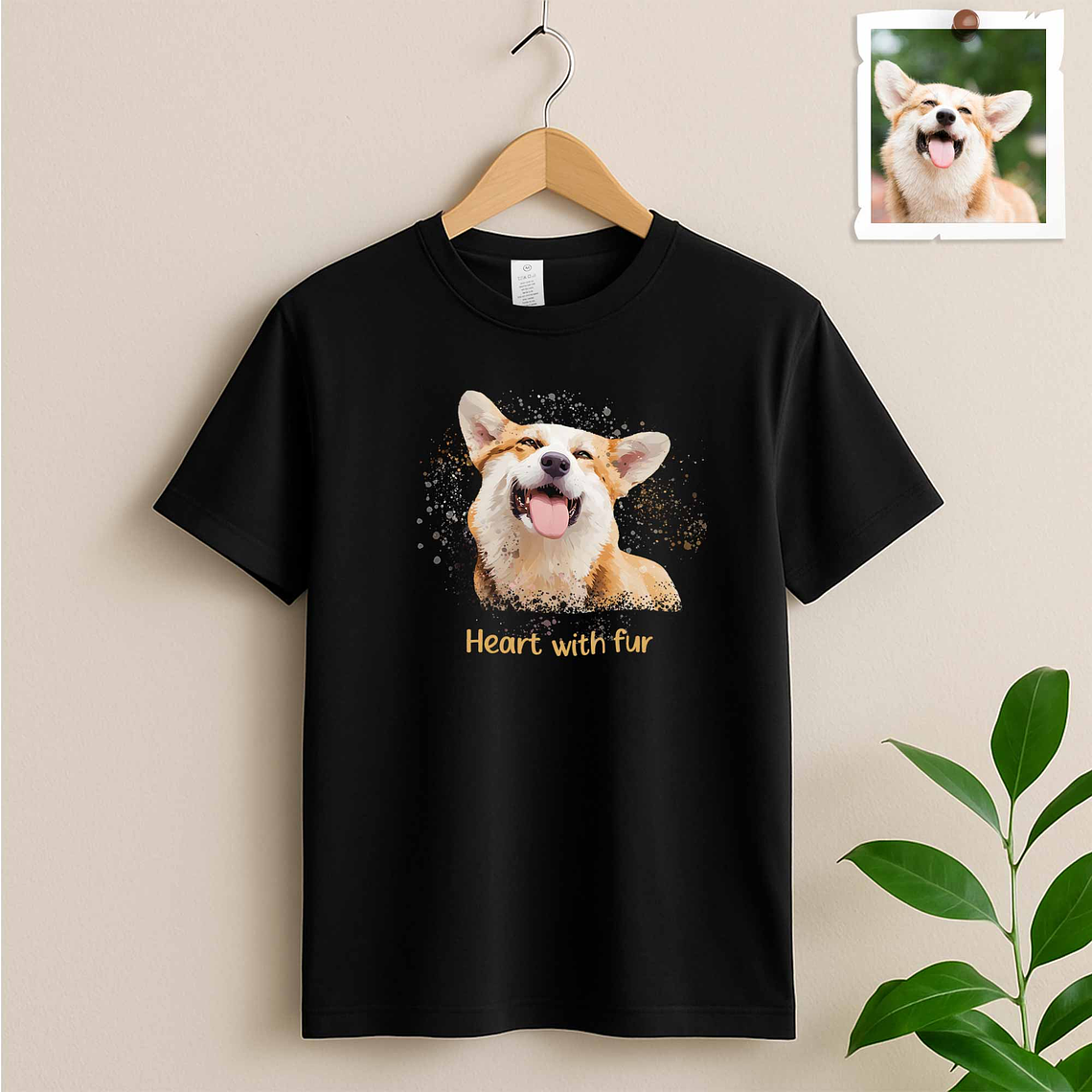 Custom Turn Photo into Personality Art Pet Portrait Unisex Crewneck T-shirt S-5XL Illustration Style Pet Lover Gift 2