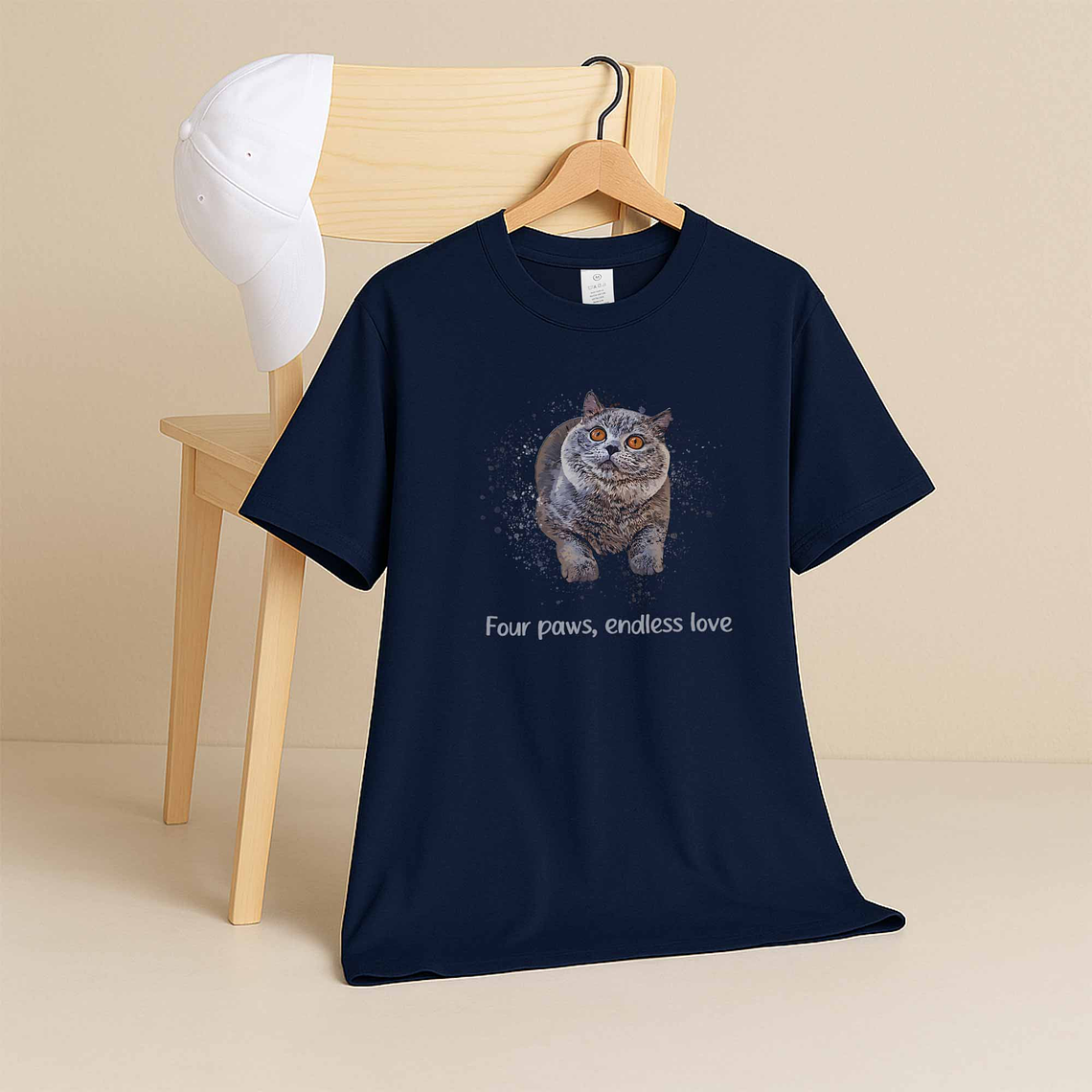 Custom Turn Photo into Personality Art Pet Portrait Unisex Crewneck T-shirt S-5XL Illustration Style Pet Lover Gift 5