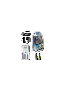 Carregador + 4 Pilhas AAA Recarregáveis + Adaptador AC/DC