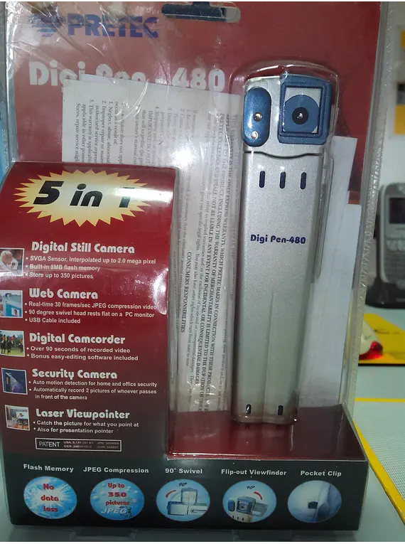 Pretec DigiPen 480 – Câmara Digital, Webcam e Apontador Laser 5 em 1