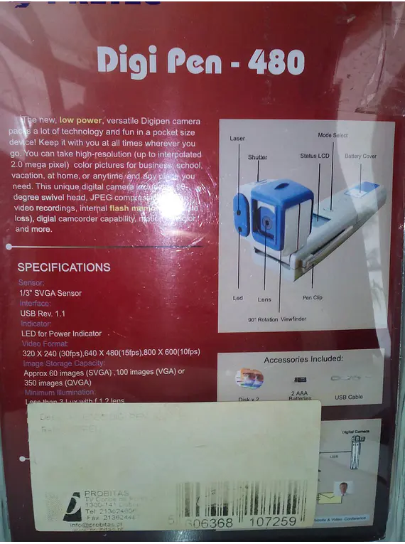 Pretec DigiPen 480 – Câmara Digital, Webcam e Apontador Laser 5 em 1