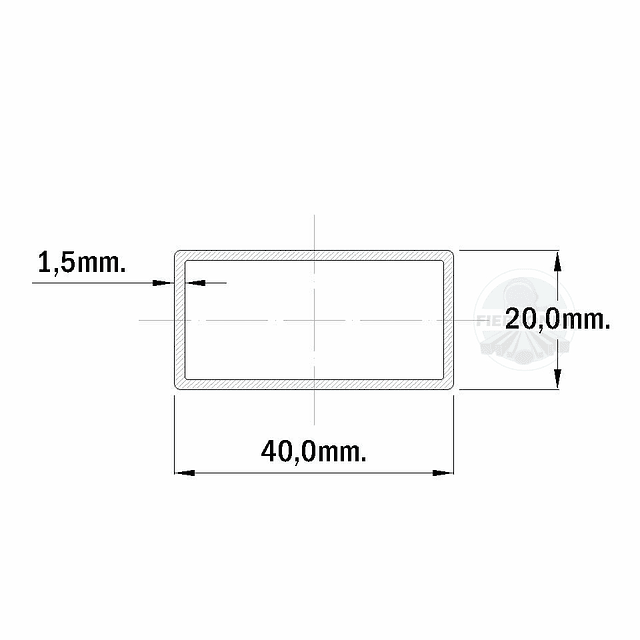 Rectangular 40x20x1,5x6000