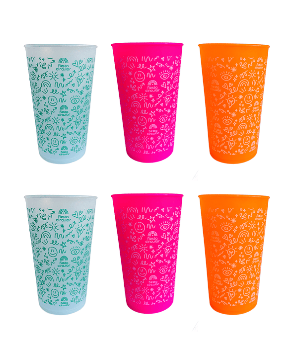 Pack 100 vasos reutilizables 500 ml