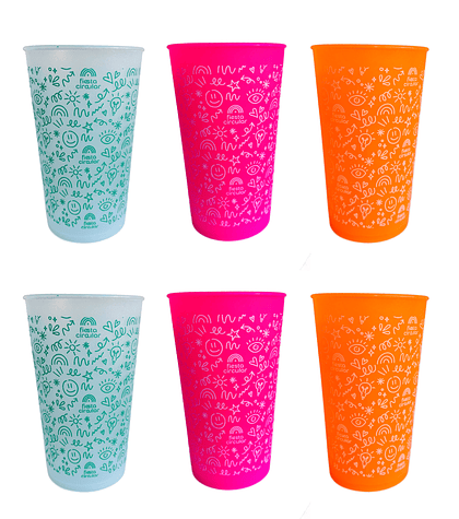 Pack 100 vasos reutilizables 500 ml