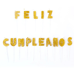 Set Vela Letras Feliz Cumpleaños Dorada 1 Uni