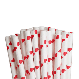 Bombilla Papel Corazones 12 Uni