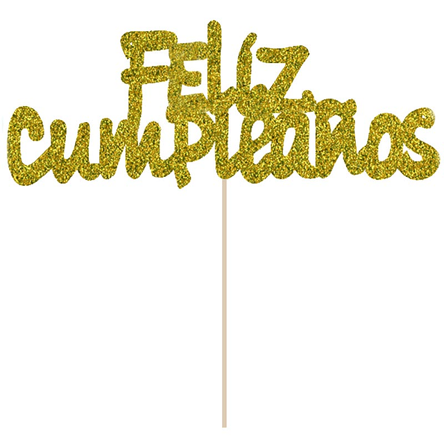 Picks Deco Feliz Cumpleaños Glitter Dorado 3 Uni 