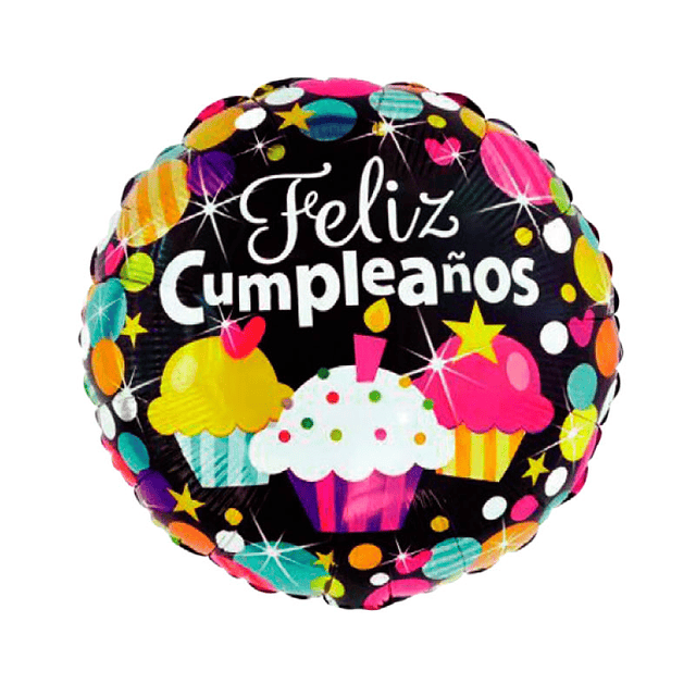 Globo Foil 18" Feliz Cumpleaños Negro Torta 1 Uni