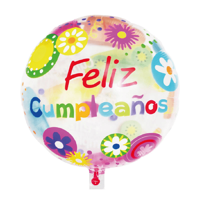 Globo Transparente 18" Feliz Cumpleaños Flowers 1 Uni