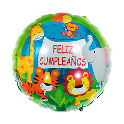 Globo Foil 18" Feliz Cumpleaños Animales Selva 1 Uni