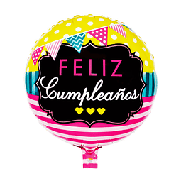 Globo Foil 18" Feliz Cumpleaños Banderines 1 Uni