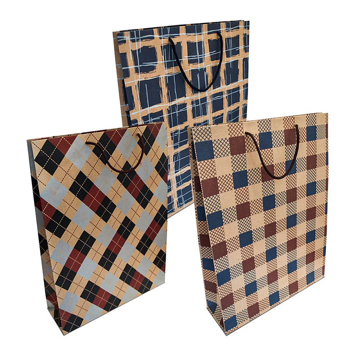 Bolsa De Regalo Kraft Escocés Grande 1 Uni