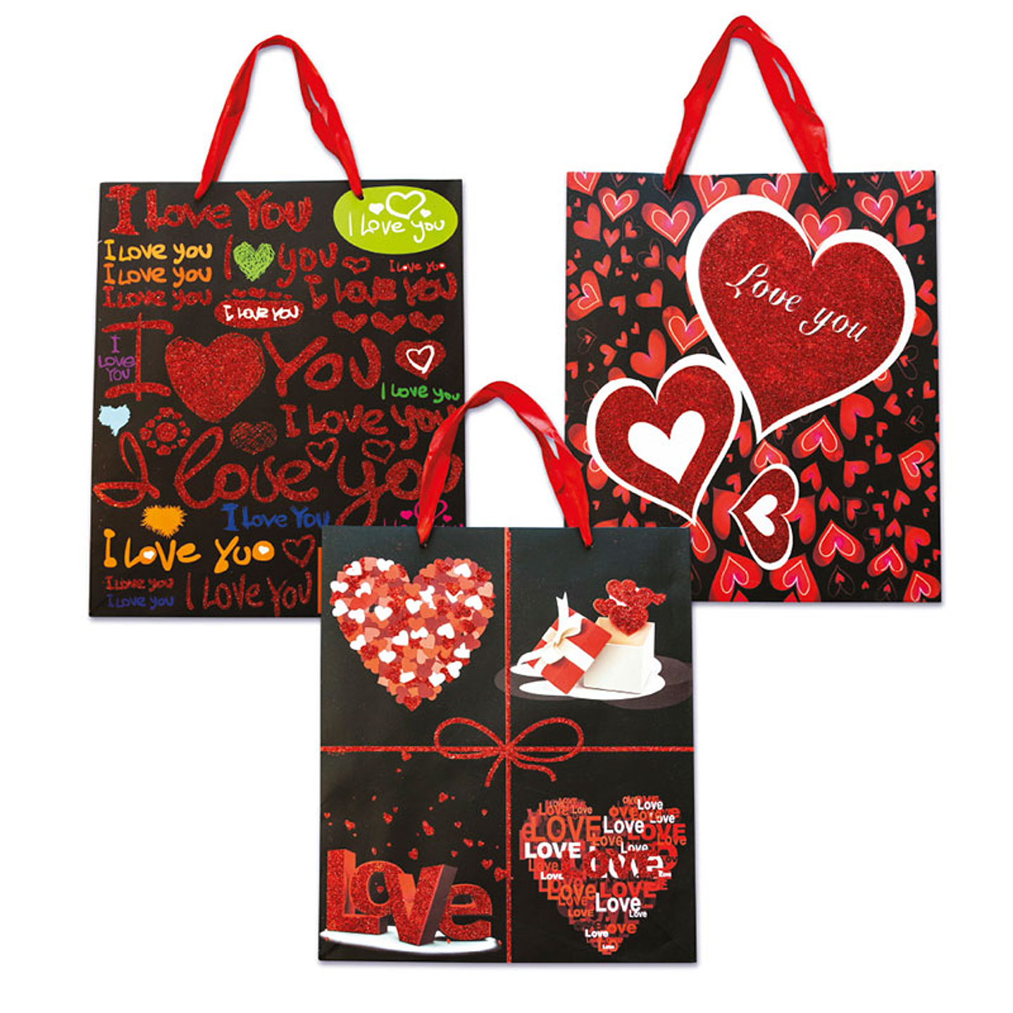 Bolsa De Regalos Hearts Glitter Grande 1 Uni