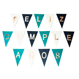 Set Banderines Feliz Cumpleaños Relieve Plateado 1 Uni