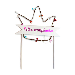 Deco Torta Corona Feliz Cumpleaños Con Luz 1 Uni