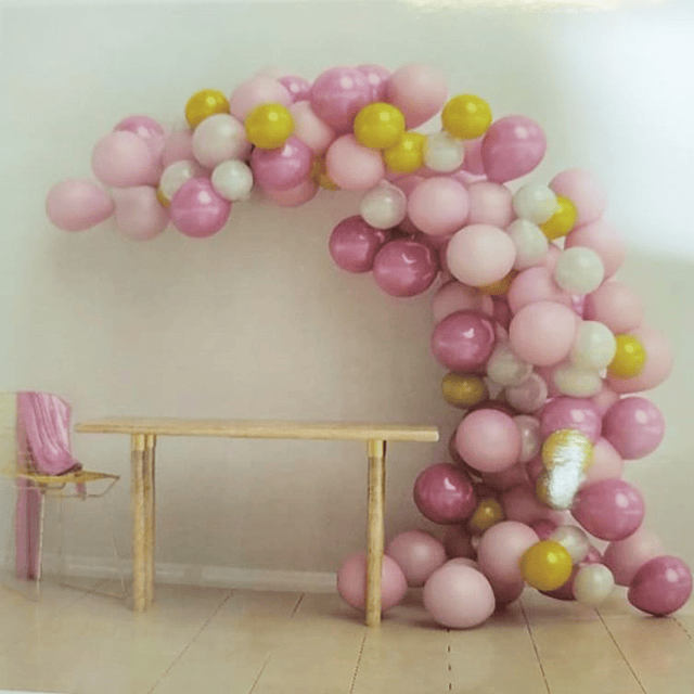 Arco 100 Globos Rosado/Dorado