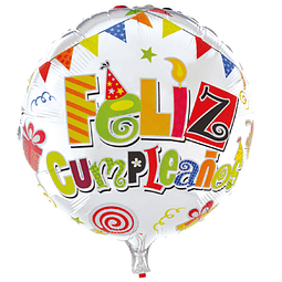 Globo 18" Feliz Cumpleaños Banderines 1 Uni