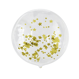 Globo Burbuja C/Confetti Estrella Dorado 1 Uni
