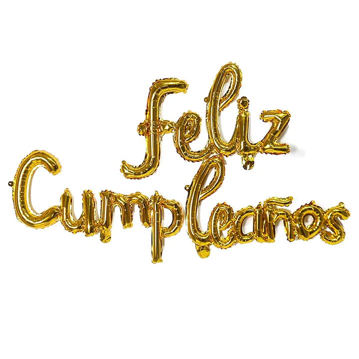 Globo Letras Feliz Cumpleaños Cursiva Dorado 1 Uni