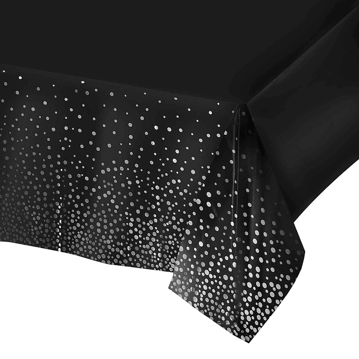 Mantel Negro Dots Metal Plateado 1 Uni