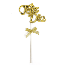 Deco Topper Feliz Día Dorado 1 Uni