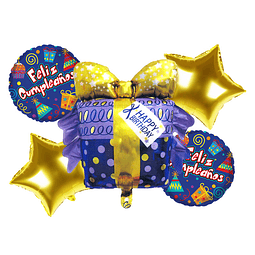 Set 5 Globos Fc Caja De Regalo y Estrella Dorado 1 Uni