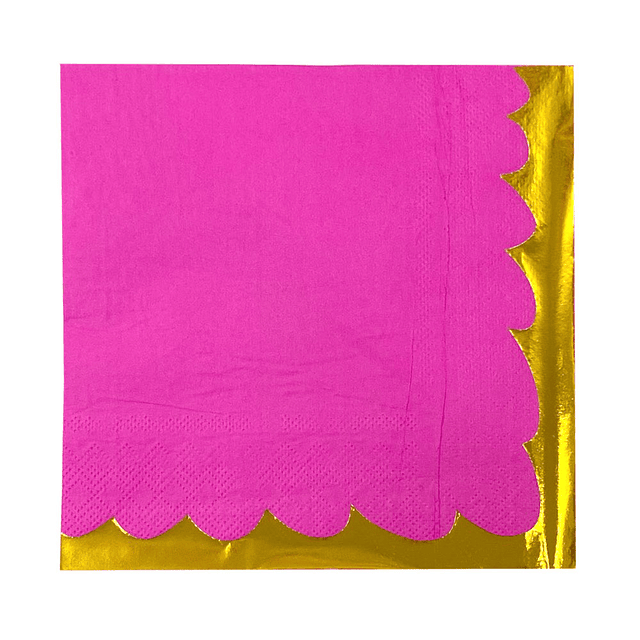 Servilleta 33X33Cm Fucsia Borde Dorado 1 Uni