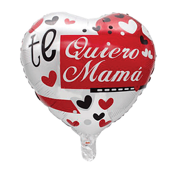 Globo Corazón Rojo/Blanco Te Quiero Mamá 1 Uni