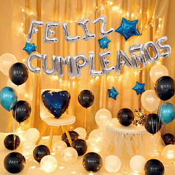 Set Deco Globos Feliz Cumpleaños Estrellas Y Corazones 1 Uni