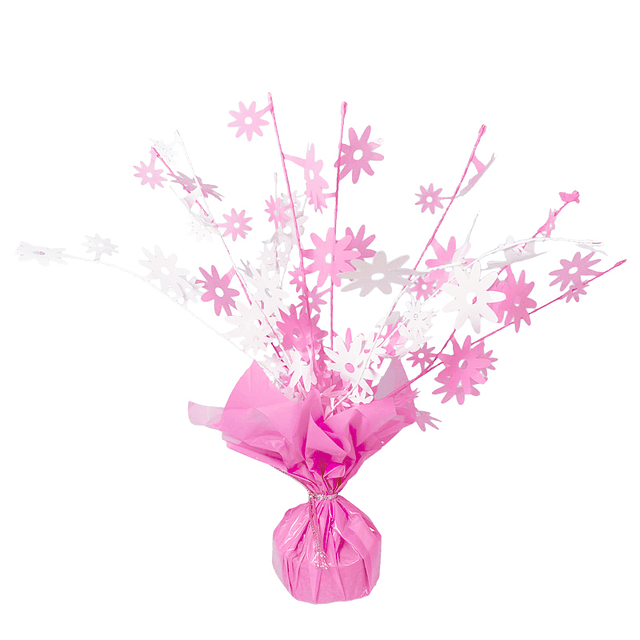 Peso Globo Foil Deco Flores Blanco Rosado 1 Uni