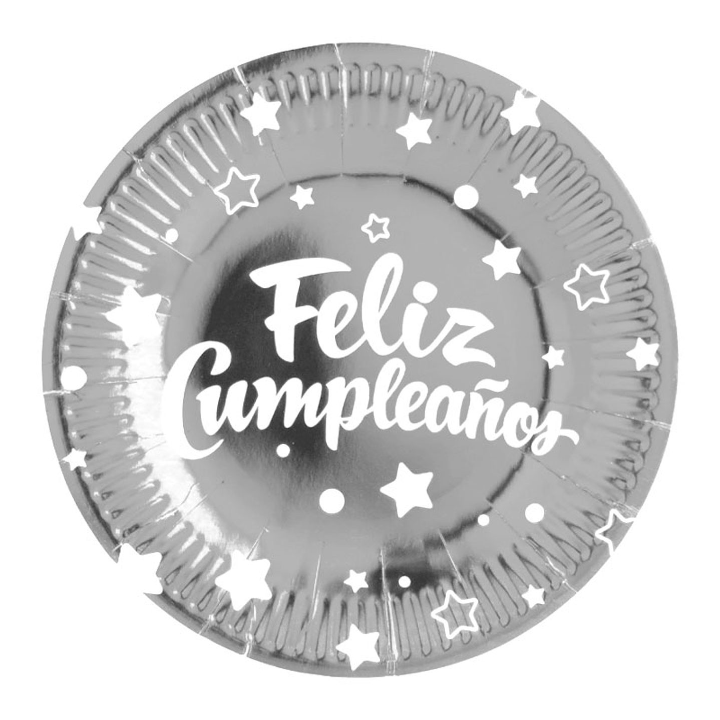 Plato Feliz Cumpleaños Plateado 6 Uni