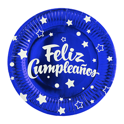 Plato Feliz Cumpleaños Azul 6 Uni