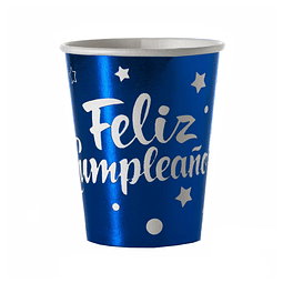 Vaso Feliz Cumpleaños Azul 6 Uni