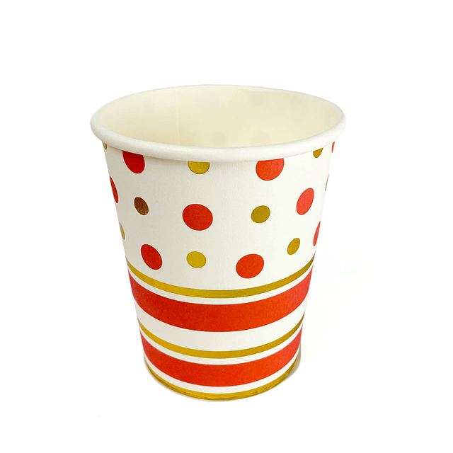 Vaso Puntos y Líneas Rojo Dorado 6 Uni