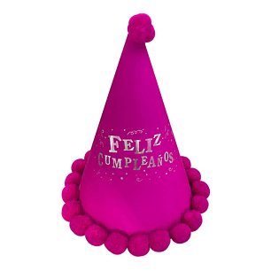 Gorro Pompón Feliz Cumpleaños Fucsia 1 Uni