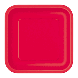 Plato Cuadrado Cartón Rojo 18cm 10 Uni