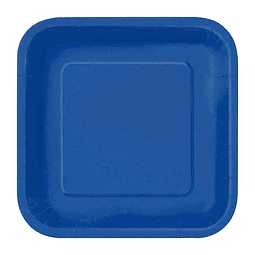Plato Cuadrado Cartón Azul 18cm 10 Uni