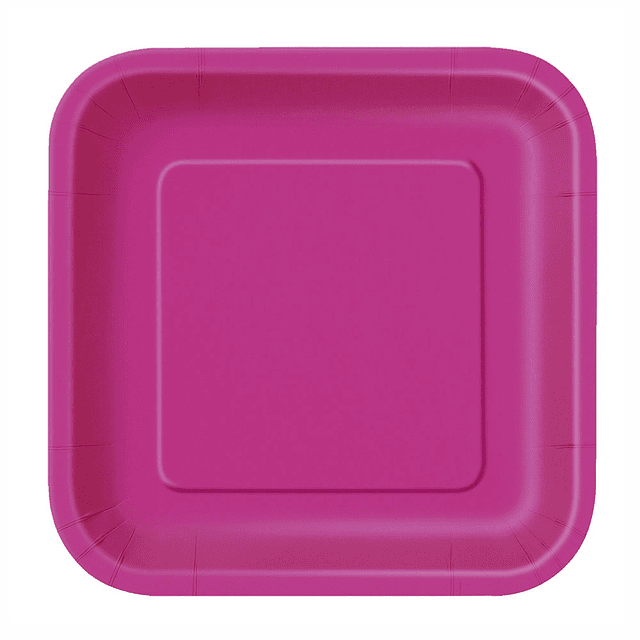 Plato Cuadrado Cartón Fucsia 18cm 10 Uni