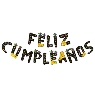 Guirnalda Feliz Cumpleaños Stars Black/Gold 1 Uni