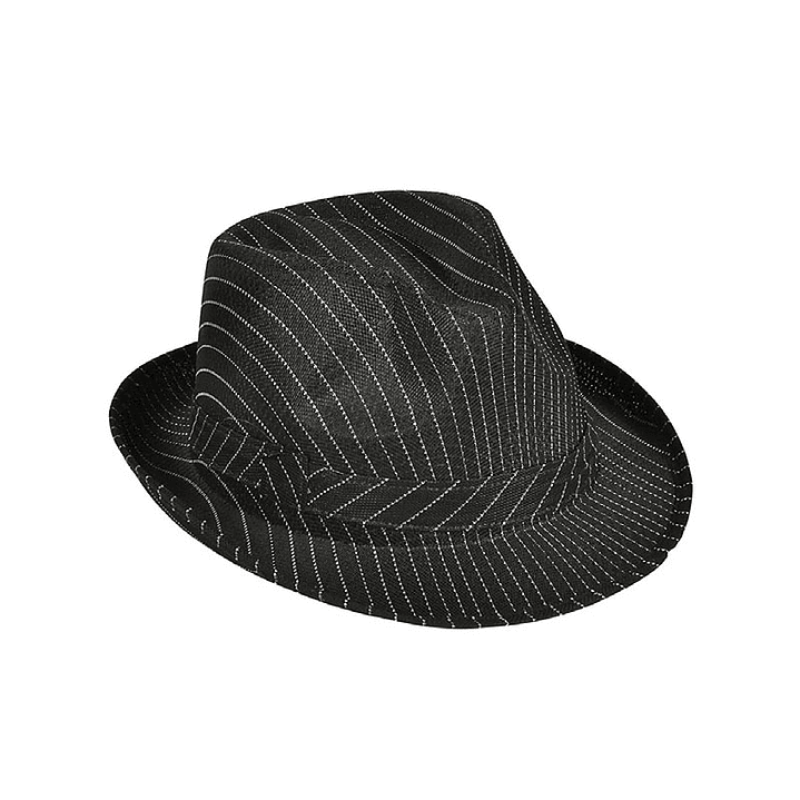 Sombrero Gangster Rayas Negro 1 Uni