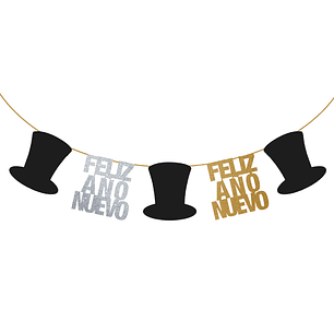 Guirnalda Feliz Año Nuevo Sombrero Copa 1 Uni