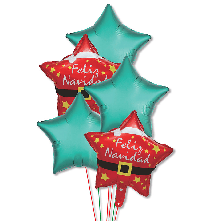 Set 5 Globos Estrella Navidad 