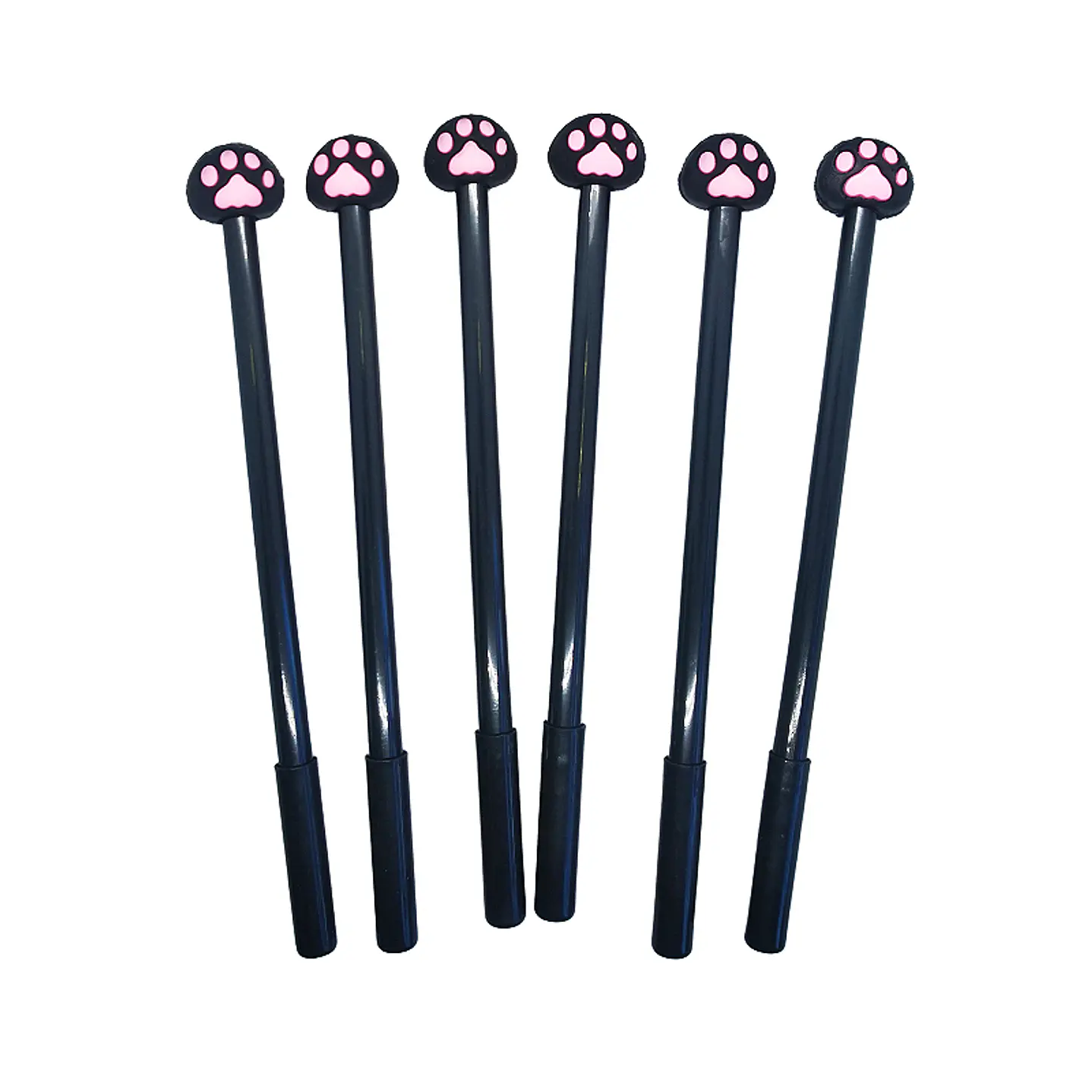 Bolígrafo Patita Negro/Rosado 6 Uni