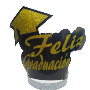 Cintillo Cartón Feliz Graduación Negro/Dorado 6 Uni